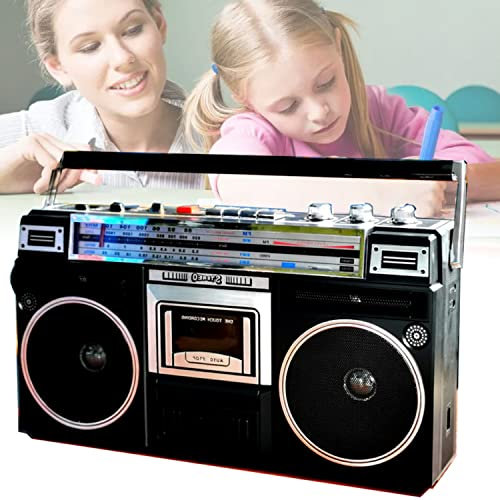 Enregistreur De Lecteur De Cassette Portable, Boombox Rétro Rétro Silencieux Avec Radio Radio AM FM, Cassette Vintage Carte De Stockage De Support Et USB, Cadeau Aux Personnes âgées Et Aux Enfants