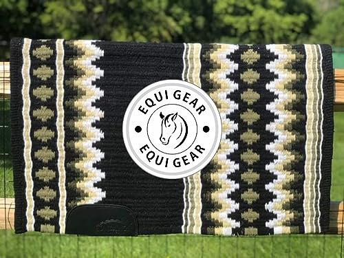 EQUIGEAR Western Show Horse Satteldecke aus neuseeländischer Wolle, Western-Design, handgefertigte Satteldecke, Wollpolster, Sensor Flex (Anpassung möglich), WW78 (34x42)