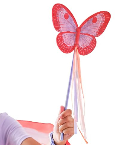Ginger Ray Girls Lilac Butterfly Wand with Butterfly Topper and Ribbons for Birthdays & Costume Parties Size: 33cm