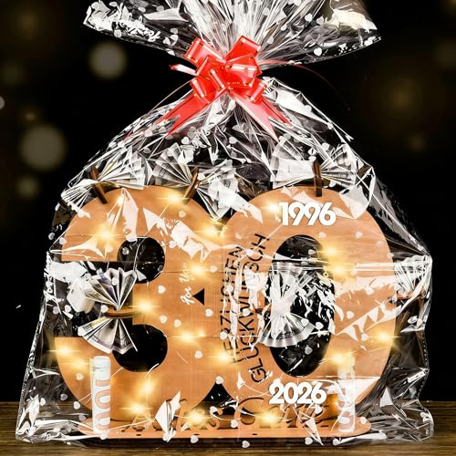 kiimiipa 30 Geburtstag Mann Frau,Geschenk 30 Geburtstag Mann,Geschenke zum 30 Geburtstag Frau,Geldgeschenke Holz-Schild Gästebuch,30 Geburtstag deko,Jubiläum Gedenken Kreatives Geld Geschenk (30)