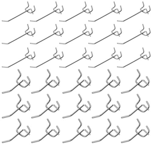 Sgehai 32 Pezzi ganci per pannelli forati,10cm 16 pezzi metallo pegboard ganci,5cm 16 pezzi metallo pegboard ganci,ganci per pannelli forati su scaffali, negozi, cucine, ecc.