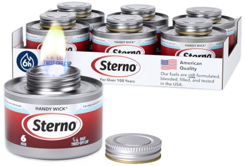 Sterno Lot de 6 boîtes de Combustible en Conserve de Chaleur de 6 Heures pour la Restauration