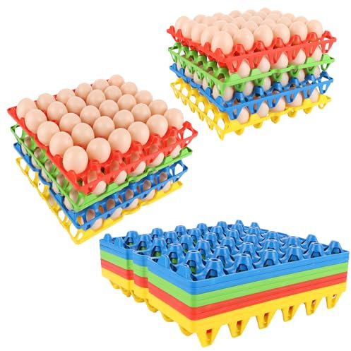 CYEER 16 unidades de almacenamiento de huevos, bandeja de plástico para 30 huevos, recipiente para huevos para frigorífico, soporte para huevos al por mayor, almacenamiento de huevos, clasificación de