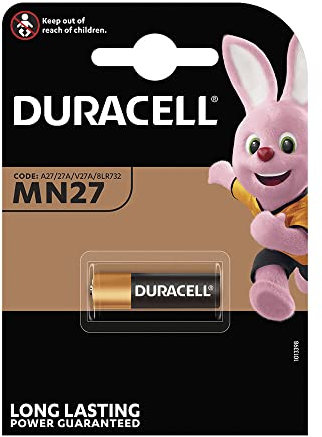 Pile alcaline Long Lasting Power A27/V27A - MN27 de 12 V, présentée sous Blister de 1 unité. Compacte, avec Dimensions de Ø8 x 28,2 mm, idéale pour Les appareils de Haute Performance.