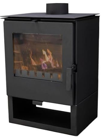 Kaminofen ALAZ K5S Schwarz 6 kW, Kamin Heizofen Dauerbrandofen Holzofen, Кaminholz Hüttenofen, Кaminfeuer, Briketts Kamin, Fireplace Wood