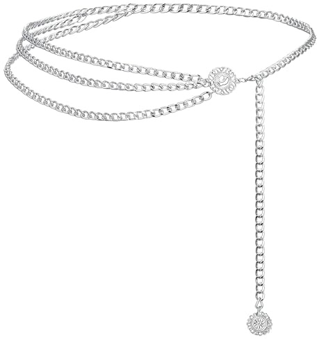 Cintura a catena in argento, catene regolabili per la vita, accessori per abiti da donna, abbigliamento alla moda