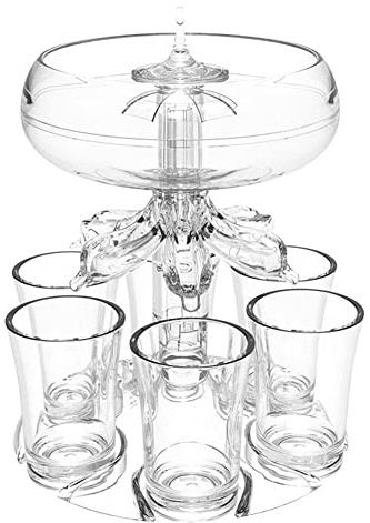 Jrifedptry Dispenser per bevande con set di 6 bicchierini da liquore, in acrilico, senza contatto, per bevande e cocktail