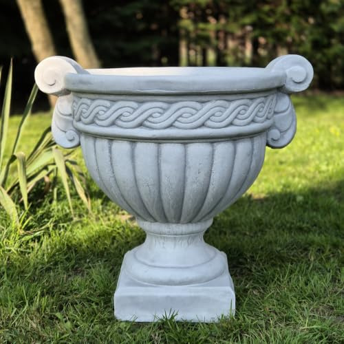 FABRIQ Großes Stein-Pflanzgefäß 43 cm – Griechischer Stil | Frostbeständig, Ca. 37 kg Gewicht, Klassisch-Mediterranes Design, Für Außenbereich, Ganzjährig verwendbar