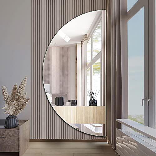 Specchio da bagno a semicerchio, a forma di mezzaluna, montaggio a parete, specchio d'ingresso, soggiorno, specchio decorativo, specchio da bagno HD, specchio di sicurezza antideflessione, specchio