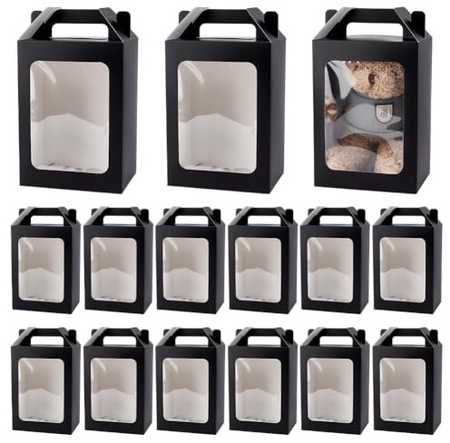 FREEBLOSS 15 STÜCK Große Geschenkbox Mit Durchsichtigem PVC Fenster Durchsichtige Geschenkboxen Für Geschenke Transparente Geschenkverpackungsbox Schwarze Geschenkboxen