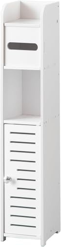 Armadietto da pavimento, autoportante in PVC bianco con ripiano, organizer per fazzoletti da bagno, colonna con porta rotolo di carta igienica, armadio autoportante