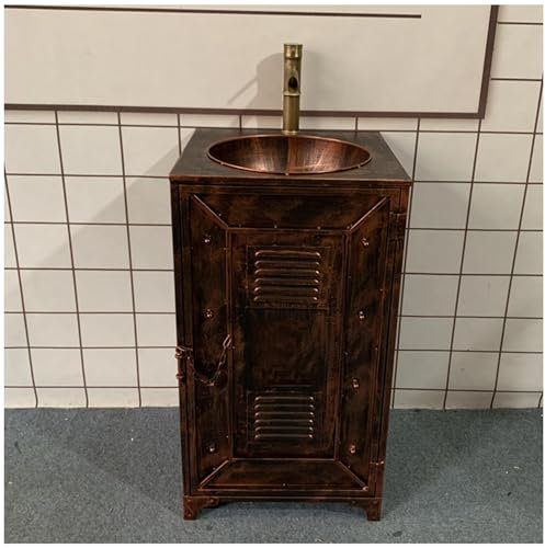 RDIAYDN Lavandino A Colonna in Ferro Battuto Stile Industriale Mobile da Bagno, Lavandino A Colonna Bagno, Lavandino su Piedistallo con Rubinetto E Scarico,C