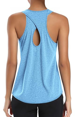 Gyabnw Sport Top Damen mit Rückenausschnitt ärmellos leicht schnelltrocknend für Fitness Yoga Laufen Sportbekleidung