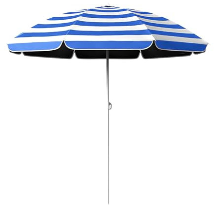 WBQYIPD Parasol de plage 150 cm, parasol de jardin portable, protection solaire UPF 50+ for balcon, pelouse, rayures bleues