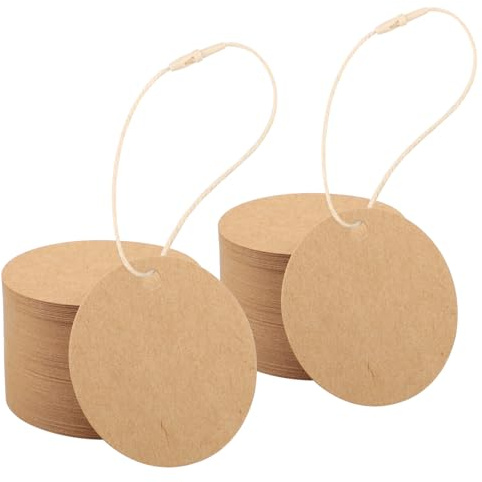 EUSOAR Geschenkanhänger Kraftpapier, 400pcs Braun Etiketten Anhänger Rund | 300GSM Papier Gift Tags für Labeling, 6cm Geschenkanhänger Blanko Etiketten zum Beschriften für Geschenk
