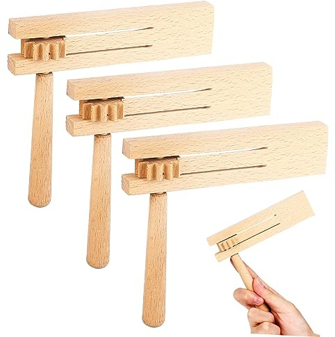 Kisangel 3piezas Castañuelas De Madera Trinquete Giratorio Juguete Matraca De Madera Juguetes De Sonido Trinquete Matraca para Instrumentos Musicales De Mano