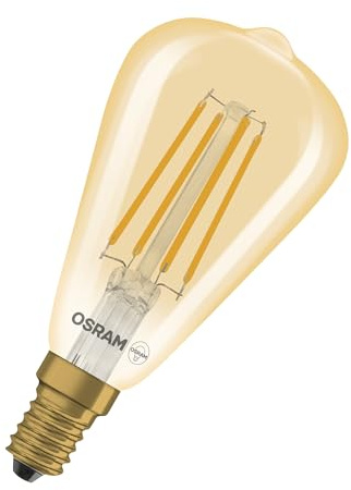 OSRAM LED Lampe Edison Vintage 1906 Filament ST48, 4,8W, E14, gold, ST48, für Tischleuchte, Hängeleuchte, Dekorbeleuchtung, Designakzent im Raum