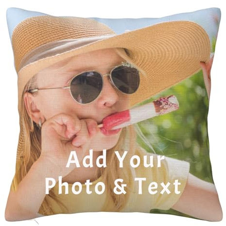 Gudina Coussin personnalisé.Impression Recto-Verso.(40x40cm) Photo Personnalisé Taie d'oreiller.Convient pour Anniversaire,Noël,Fête des mères,Saint Valentin Cadeau personnalisé.
