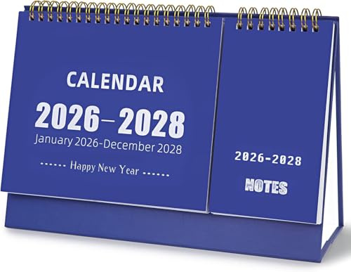 ZEEYUAN Desk Calendar 2026-2028 Monthly Desktop Calendar Runs from Jan. 2026 to Dec. 2028, 36 Month Standing Flip Calendar with Thick Paper