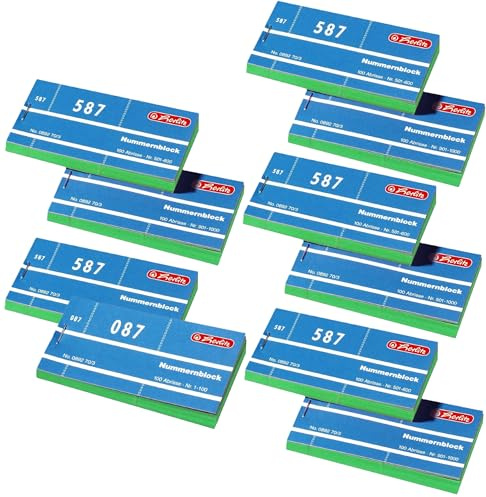 Herlitz Nummernblöcke 892703, Nummer 1-1000, 10 Blöcke mit je 100 Abrissen (Grün, 1000 Abrisse)