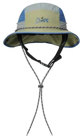 CLAPE Fiskarhatt surfmössa brett brätte hinkhatt solhatt vattenavvisande fiskarhatt med hakband vindtät flerfärgad UV-skydd safari-hatt, SH2507A-KhakiGreen, one size