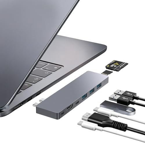 ZanBix USB C Hub MacBook, 8 IN 2 USB Adapter für Mac, Thunderbolt 4 Hub mit 100W PD, 40Gbps, 4K HDMI, USB C 3.0, 3 USB A 3.0, SD/TF Kartenleser, Kampatibel mit MacBook Pro Air M1/M2/M3/M4