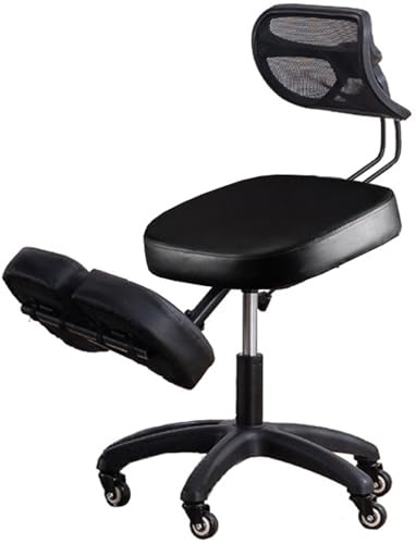 Silla ergonómica de rodillas con soporte de espalda y ruedas, taburete ajustable para uso en la oficina para mejorar la postura