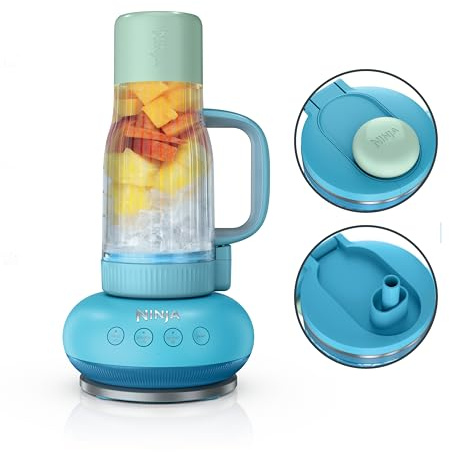Ninja Blendboss - Exprimidor personal para batidos y bebidas congeladas, 670 ml, taza de viaje con tapa a prueba de fugas, apertura para beber y popote extraíble, tecnología Auto-iQ, 1200 puntos
