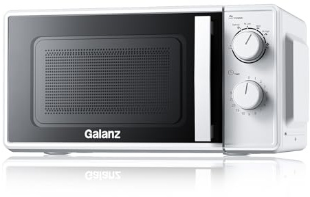 Galanz 20L Micro-Ondes Pose Libre avec Plateau Tournant-700 W-Argent | Four Micro-Ondes Solo, 6 Niveaux de Puissance dont une Fonction Décongélation, 2 Boutons Rotatifs, Facile à Utiliser