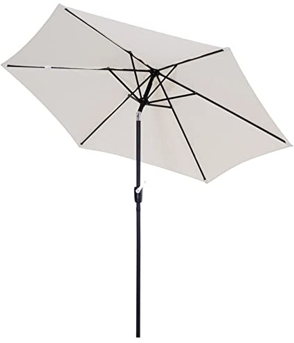 QYYZTQY Outdoor Garden Parasol w/Crank Aluminum Cream White 2.7m Patio Umbrella