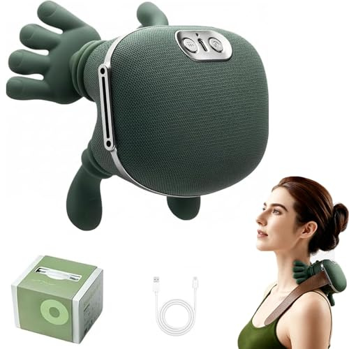 Neck Massager with Fingers - Bionic Heated Massager,Neck and Shoulder Massager,Wireless Portable Electric Shiatsu 4D Kneading Massage, Simulated Human Hand Design(Green)