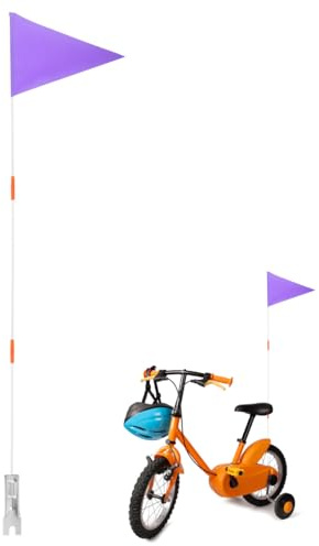 Besportble Fahrradfahne Kinder Sicherheitswimpel FüR Kinderfahrrad Dreirad Und Roller Lila Fahne Mit 3 Flaggenmasten 2 Rohren Und Metallblech Leicht Zu Montieren