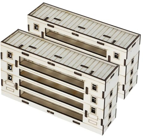 WEKAMOS Modelli di Casette in Legno Fai da Te 2 Pezzi per Decorazioni Miniature da Scrivania Kit Artigianale Casa in Legno Grezzo Pronta per Attività Creative e Scenari di Modellismo