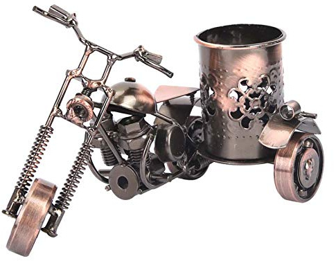 Jelquix Vintage Motorcycle Model Pen Holder Stand Decor for Home Office, Elegant Vintage Motorcycle Ornaments, Perfect Friends and Family