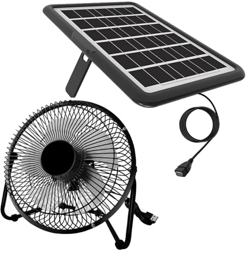 Solar Powered Fan, 8 Inch Install-Free, with 18W IP65 Portable Solar Panel, Cloudy Days Working Solar Fan for Air Circulation and Cooling in Greenhouse, Chicken Coop, Pet House, Attic, 14ft Long Cable