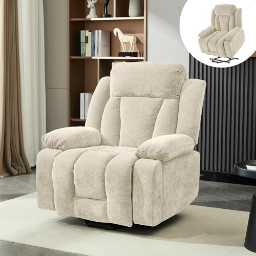 Kebnor Massagesessel elektrisch Relaxsessel mit 8-Punkt-Massage und Heizfunktion, Fernsehsessel Mit Hebefunktion,Stoffsofa mit Staufach und Seitentaschen, und USB,beige 95 * 94 * 107cm