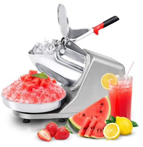 Ccarzzi Ice Crusher, 380W Electric Ice Crusher Machine Ice Shaver Snow Cone Maker with Double Blades, 85KG per Hour, for Cocktail, Blending Slushie, Home, Bar, Café, Commercial Use
