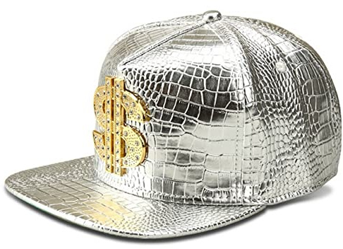 Hip Hop Hat,Flat-Brimmed Hat,Rock Cap,Adjustable Snapback Hat for Men and Women (Silver)