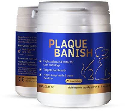 Plaque Banish 100% Natural Plaque Off 180g for Dogs | Tartar Remover | Freshen Breath for Dogs & Cats | Prevent Gum Disease & Promote Dental Health