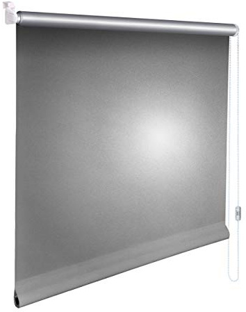 Sonnenschutz-HH® - Mini Thermo Verdunkelungsrollo Thermorollo Minirollo Rollo KLEMMFIX Seitenzugrollo Kettenzugrollo inkl. Klemmträger ohne Bohren - Außenmaß Breite 80 x 190 cm Höhe - Silber-grau