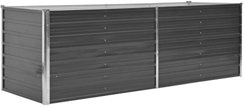 yorten Garten Pflanzgefäß Terrasse Hochbeet Pflanzkasten Blumenkasten Verzinkter Stahl 240 x 80 x 77 cm (L x B x H) Grau