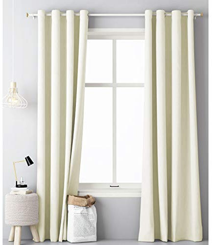JEMIDI Vorhang blickdicht lichtundurchlässig 140x250cm - Gardine mit Ösen Anbringung - Ösenschal Dekoschal Verdunkelungsvorhang - 100% Polyester