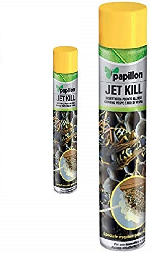 Papillon 2 Pezzi INSETTICIDA AEROSOL Jet Kill Getto 4 MT Contro VESPE NIDI di Vespa E CALABRONI(750 ML X 2)