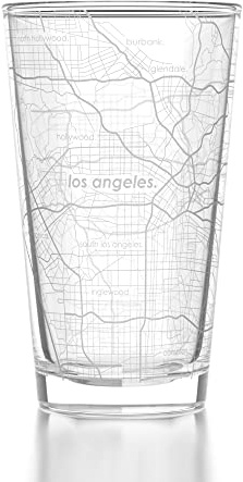 Well Told Engraved Los Angeles California Map Pint Glass Etched Beer Glass Gift (16 oz, Clear) City Map Pint Glass, Custom Beer Glass, Gifts for Beer Lovers