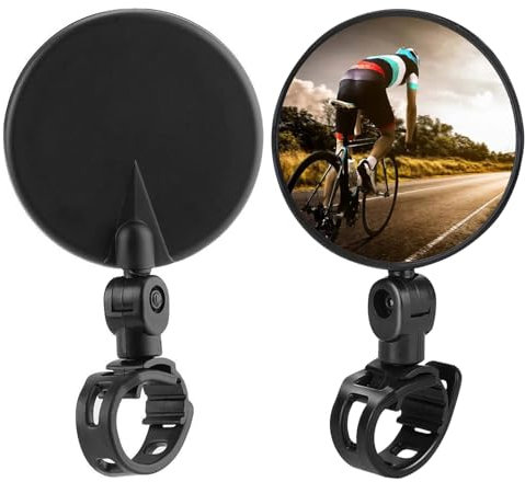Fahrradspiegel, 2 Stück Rückspiegel, HD 360 Grad Drehbar für E-Bike, Passend für 15-35 mm Lenker, Klappbar für Mountainbike, Rennrad, Motorrad