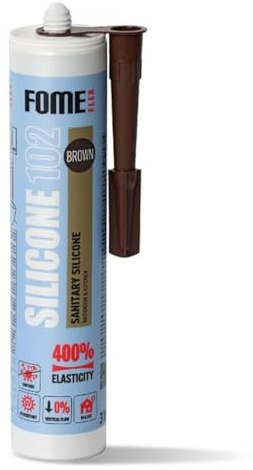FOME FLEX Silicone Brun pour Salle de Bain [310 ml] – Colmatage en Silicone Imperméable Professionnel pour Sanitaires – Colmatage Brun pour Joints de Salle de Bain, Rigoles et Fenêtres.
