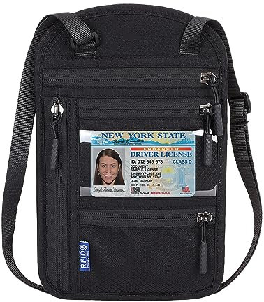 Lollanda Brustbeutel mit RFID Schutz, Brustbeutel Damen Herren, Wasserdicht Reisegeldbeutel mit Verstellbarem Halsriemen für Smartphone Reise-Dokumente Passport Bargeld Karten und Schlüssel