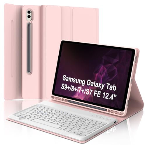 SENGBIRCH Schutzhülle mit Tastatur für Samsung Galaxy Tab S10Plus 12.4 2024/S9FE+ 12.4 2023/S9Plus 12.4 2023, Italienische abnehmbare magnetische Bluetooth-Tastatur für S10+/S9+/S8+/S7+ /S7FE,