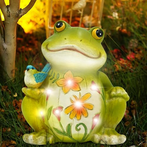 Umikk Gartendeko für Draußen Solar Gartenfiguren Frösche Geburtstagsgeschenk,Weihnachtsbeleuchtung Außen Solar, LED Stern Weihnachten Solarlicht, Weihnachtsstern LED Lichterkette, Weihnachten Sternen