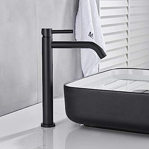 Rubinetto per lavabo da Bagno Nero Opaco Miscelatore per lavabo Alto da appoggio